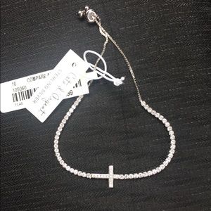 Sterling Silver CZ Cross Bracelet NWT